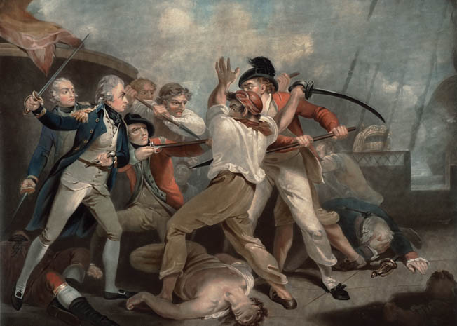 Horatio Nelson (left) leads an assault force in a bid to capture the San Nicolas. At Cape St. Vincent, Nelson established himself as a rising star in the British Royal Navy.