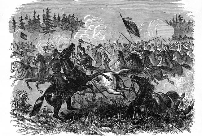 Harper’s Weekly published this dramatic drawing of the cavalry fight at Kelly’s Ford, referring to the battle as the war’s “first stand-up cavalry [battle] on a large scale.” The scrap gave the embattled Union troopers a much needed jolt of energy and confidence.