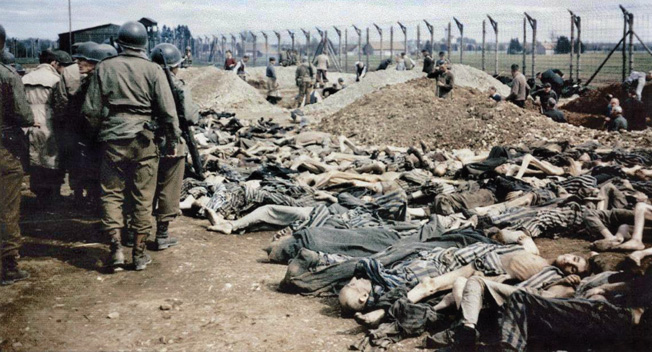 American soldiers force townspeople to dig a mass grave for the deceased inmates of the Landsberg concentration camp. Carl Erickson at first thought the inmates were sick hospital patients.
