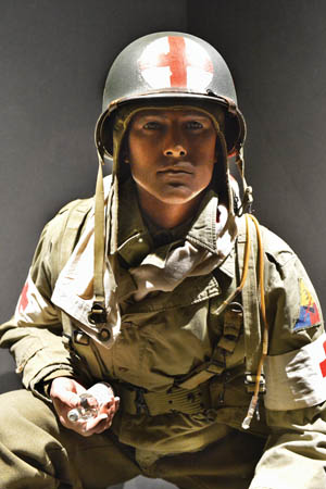 A mannequin representing a medic in the 3rd U.S. Armored Division. 