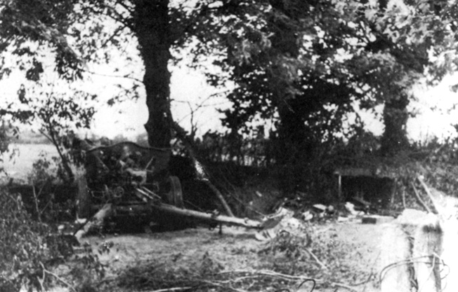 Shown in their camouflaged emplacements at the town of Ste. Marie-du-Mont, these German guns were attacked and silenced by troopers of Easy Company, 506th Parachute Infantry Regiment, on D-Day. Buck Compton was among the paratroopers who took out the guns that threatened Utah Beach.