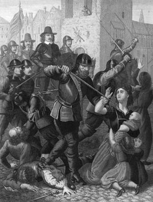 In 1649, at Drogheda, Cromwell’s men stormed hotly into the city. “No quarter!” they cried.