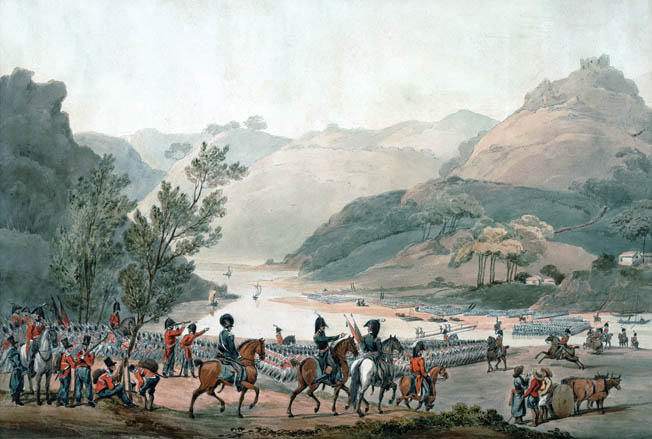 Wellington’s forces cross the picturesque Mondego River on their way to the Bussaco ridge. The river lies at the southern end of the 10-mile-long ridge.