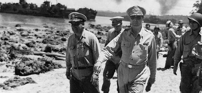 General Douglas MacArthur, leader of the allied campaign in the Southwest Pacific, commanded an amphibious drive to the Philippines and beyond.