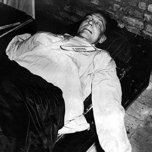 Reich Marshal Hermann Goring's corpse after his suicide. 