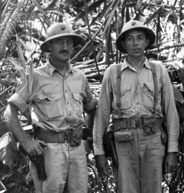 Lt. Col. Edwin A. Pollock, (right), shown with Lt. Col. L.B. Cresswell, commanded the 2nd Battalion, 1st Marines, in the Battle of the Tenaru River.