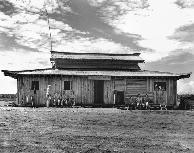 This Japanese-built pagoda next to the airfield at Henderson Field served as headquarters for the “Cactus Air Force” throughout the first months of air operations on Guadalcanal. 