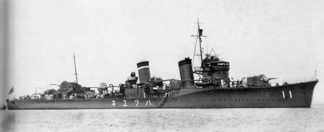 The Japanese destroyer Hatsuyuki tried to render aid to the stricken cruiser Furutaka, but the effort was hopeless, and the stricken cruiser sank beneath the waves.