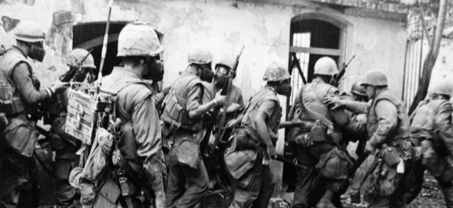 Allied troops don gas masks as they prepare their defense.
