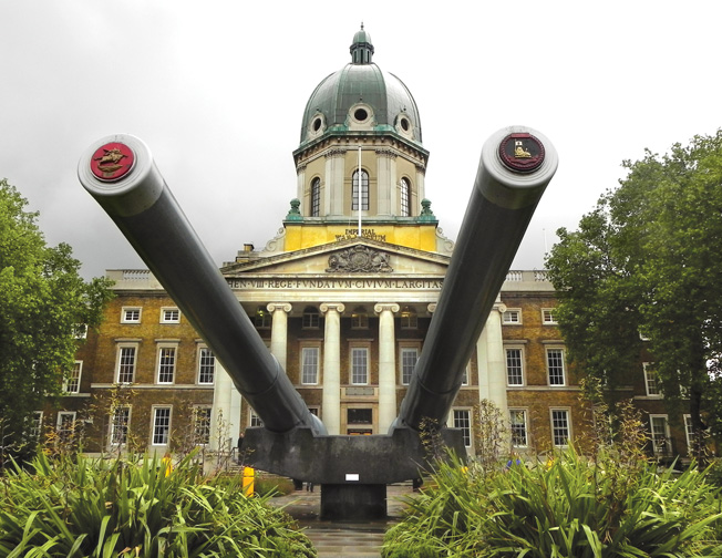 Rather than repel visitors, a pair of imposing naval guns outside the Imperial War Museum welcomes tourists and gives a hint at the treasures to be found inside. 