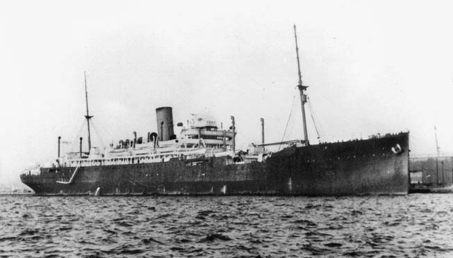 HMS Jervis Bay, shown in 1940 at Dakar, Senegal, was a converted passenger liner with obsolescent armament, but she had an indomitable captain and crew.