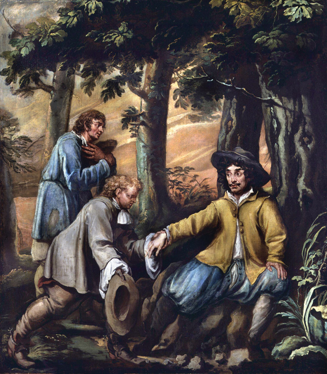 A disguised King Charles II, assisted by the loyal Penderel brothers, hid in the woods at Boscobel House in Shropshire.
