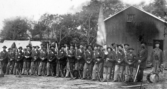 These well-armed troops in the 44th Indiana were typical of the hard-fighting Midwestern boys who rushed to the Union banner in the first months of the war.