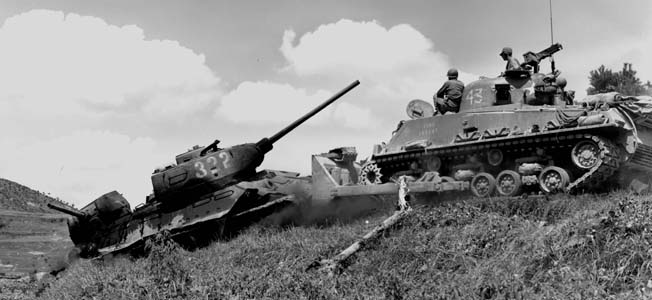 One of the more famous Korean War battles occurred at Obong-Ni, and resulted in a major encounter between the NKPA's Russian T-34 and USMC M-26 Tanks.