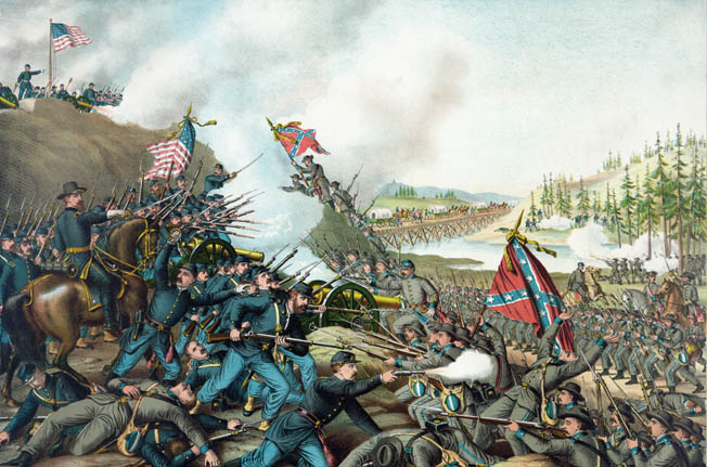 The Battle of Franklin is depicted in a chromolithograph. Hailed as the “Stonewall Jackson of the West,” Cleburne is remembered as a hard fighter, strict disciplinarian, and fearless leader who was beloved by his men.