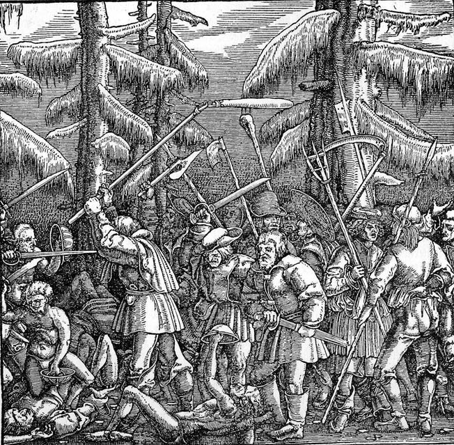 erman peasants fight with a wide variety of staff weapons derived from agricultural tools. In England, the most ubiquitous of these was the billhook, which had a hooked metal blade that was sharpened on the inner curve.