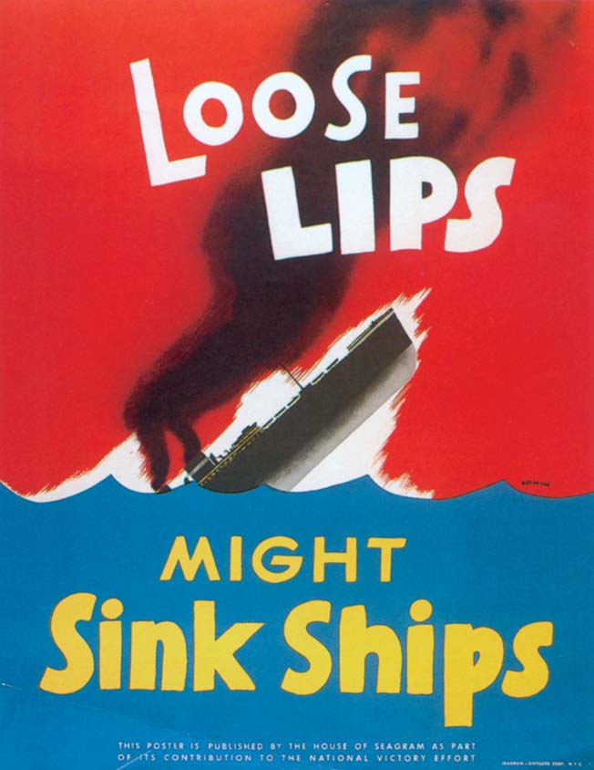 Seagram Distillers contributed this classic, colorful poster to the war effort in 1942.