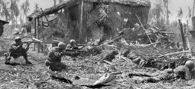 In October 1944, a battalion of the U.S. 24th Infantry Division, cut off and running out of ammunition, gave the Japanese all they could handle.