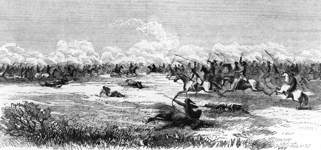 A struggle between Cheyenne and the 7th Cavalry shortly after the Pawnee Fork incident.