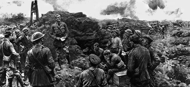 In two world wars, British and American chaplains risked their lives to bring a fleeting sense of peace and glory to soldiers on the battlefield.