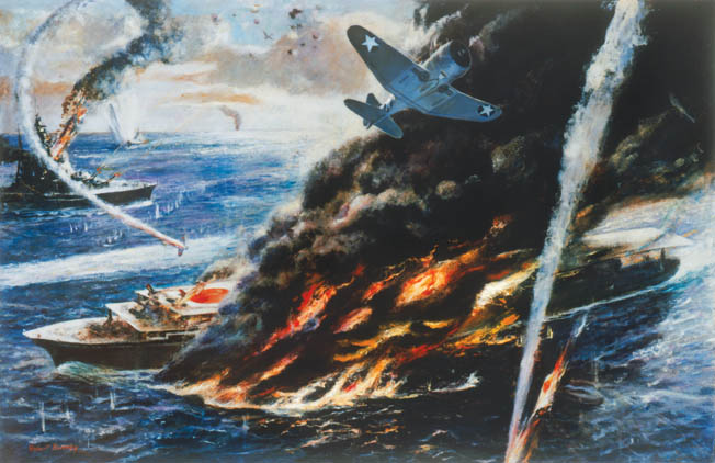 As a Japanese invasion force attacked Port Moresby, New Guinea, a skeleton crew of two American aircraft carriers moved to confront the invaders.