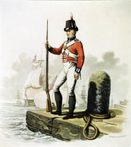 British Royal Marine in an 1815 engraving.
