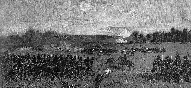 While Robert E. Lee’s Confederate infantry prepared a last desperate charge on the Union lines at Gettysburg.