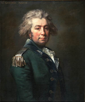 A portrait of John Graves Simcoe. 