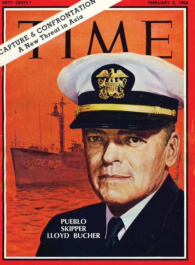 Press coverage of the Pueblo incident was extensive. Here, Commander Lloyd M. Bucher graces the cover of Time magazine.