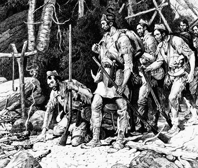  Robert Rogers and his hardy  frontiersmen, exhausted and  starving, return from their  lightning raid on St. Francis. 
