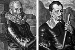 Field Marshal Albrecht von Wallenstein, left; Imperial general Johann Tserclaes, Count of Tilly.