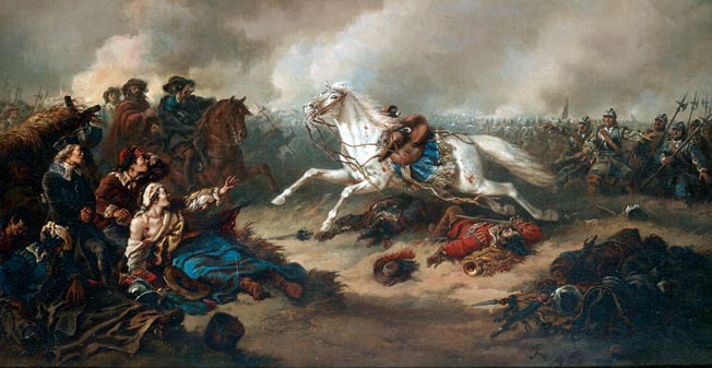 Gustavus’s white horse flees the field at Lutzen. The Swedes had a number of gifted generals who continued to lead Swedish forces in Germany after the king’s untimely death. 