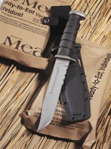 A modern Ka-Bar with black matte handle.