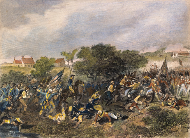 BATTLE OF MONMOUTH, 1778. The Battle of Monmouth, New Jersey, 28 June 1778. Steel engraving, American, 1859, after a painting by Alonzo Chappel.