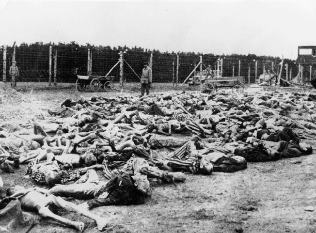 CONCENTRATION CAMP, 1945. Corpses of concentration camp inmates as found by troops of the US Army, 04.11.1945.