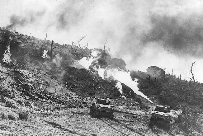 The battered terrain feature known as “Sugar Loaf Hill,” where author and Marine veteran William Manchester said the life expectancy was “about seven seconds.” 