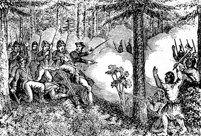 Indians ambush a party of settlers near the Connecticut River. During the course of the bloody conflict, the Indians destroyed a dozen frontier towns.