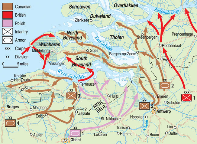 After the disastrous failure of operation market garden, the allies were determined to open the german held Belgian port on the Scheldt Estuary.