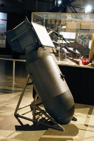 The initial variant, the Vertical Bomb-1, used a 1,000-pound bomb with a modified tail unit. This one is on display at the National Museum of the U.S. Air Force in Dayton, Ohio. 