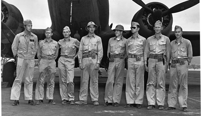 Surviving VMF-221 pilots photographed at Ewa Field, Oahu, about three weeks after the battle.
