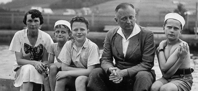 Photographed during happier times, the Mieczkowski family is shown on vacation during the mid-1930s in Rabka, a resort town in southern Poland where they owned a villa. From left are Aniela, Janusz, Bogdan, Tadeusz, and Zbigniew.