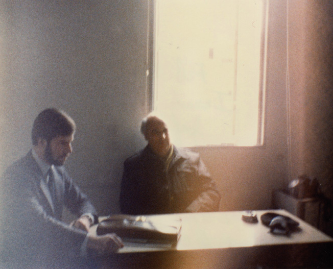 Taken in February 1982, this photo shows Rosenbaum (left) at the headquarters of the War Crimes Unit of the Israel National Police, in Jaffa, Israel. “For two weeks, the police brought five or six Holocaust survivors each day for each of us to interview. Almost every person I interviewed eventually broke down weeping, usually when speaking of the deaths of children or other family members.” On the right is Sergeant Martin Kolar of the Israel Police War Crimes Unit.