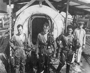 Members of the salvage crew who went to work immediately during the Pearl Harbor aftermath. 
