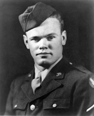 ABOVE: Service portrait of Staff Sergeant Henry E. “Red” Erwin, Sr., a private first class at the time, taken before his heroic B-29 Superfortress mission of April 12, 1945. BELOW: B-29 bombers flying a daylight mission to Japan.