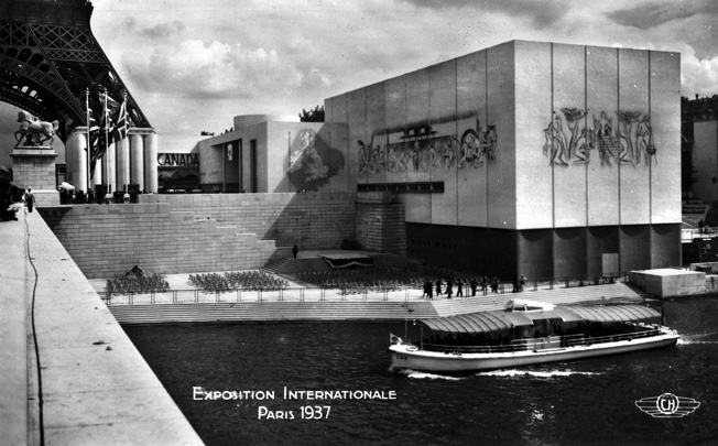 The understated British pavilion was built right on the river near the Eiffel Tower. 