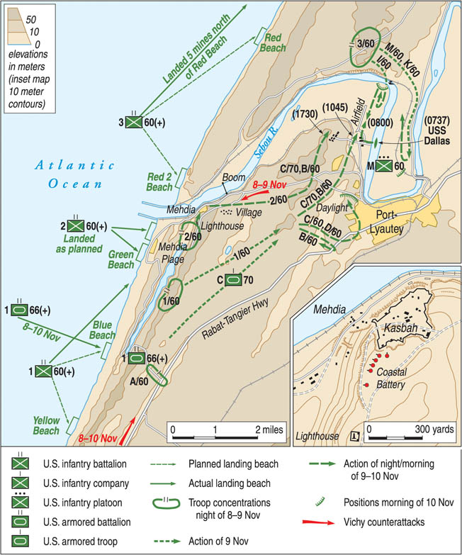 The American landings at Port Lyautey were a difficult undertaking, particularly in light of the inexperience of the troops in amphibious operations. When Vichy French resistance proved substantial, General Lucian Truscott turned to American tanks to carry the operation to its successful climax. 