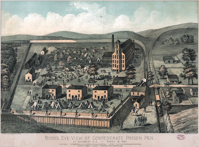 Antiseptic view of the Confederate prison at Salisbury, N.C. The 33 percent death rate there rivaled or even eclipsed that of Andersonville.