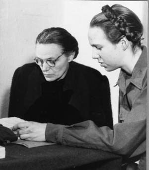 Himmler’s wife Marga (left) and daughter Gudrun in American captivity at Nuremberg in 1945. Marga was seven years older than Heinrich.