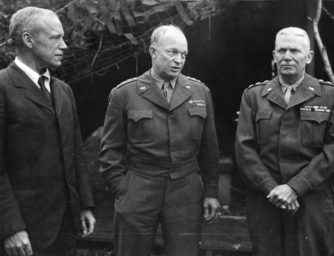 Ike with his Operation Overlord logistics expert, Lt. Gen. Brehon Somervell, head of the Army Service Forces and builder of the Pentagon.