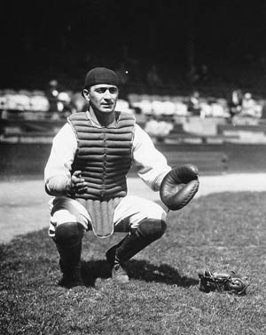 Publicity photo of Moe Berg, who played catcher for the Washington Senators in the early 1930s, shortly before his “spy mission” to Japan.